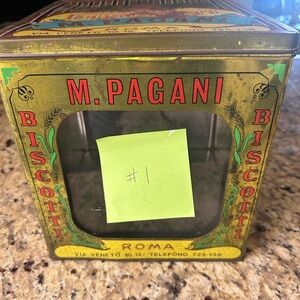 Biscotti Vintage Green and Red Decorative Tin x 2